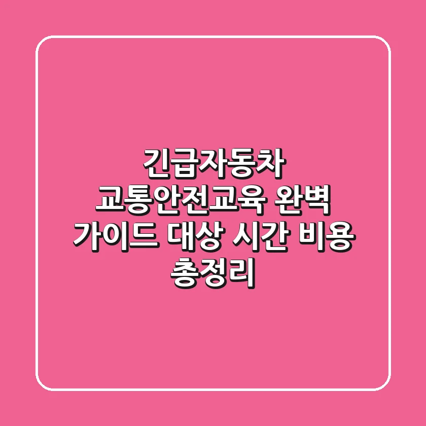 긴급자동차 교통안전교육 완벽 가이드 대상 시간 비용 총정리