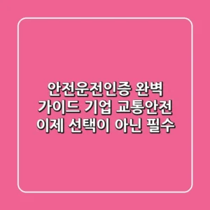 안전운전인증 완벽 가이드 기업 교통안전 이제 선택이 아닌 필수