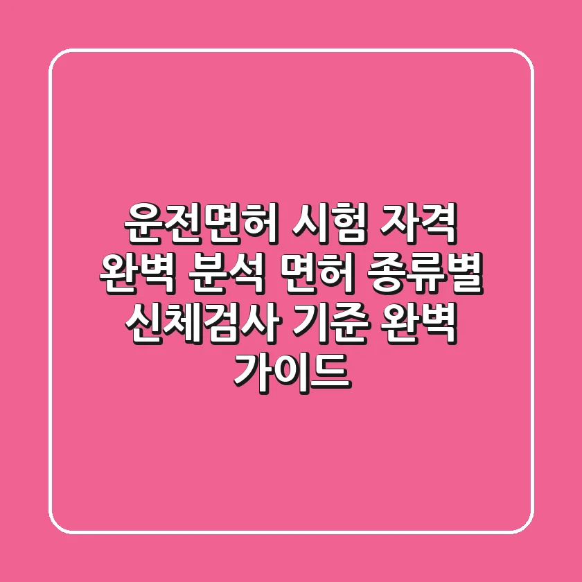 운전면허 시험 자격 완벽 분석 면허 종류별 신체검사 기준 완벽 가이드