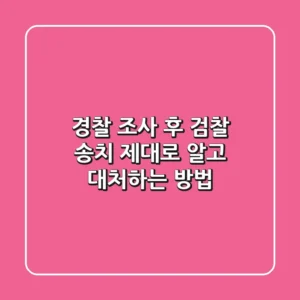 경찰 조사 후 검찰 송치 제대로 알고 대처하는 방법