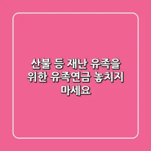산불 등 재난 유족을 위한 유족연금 놓치지 마세요