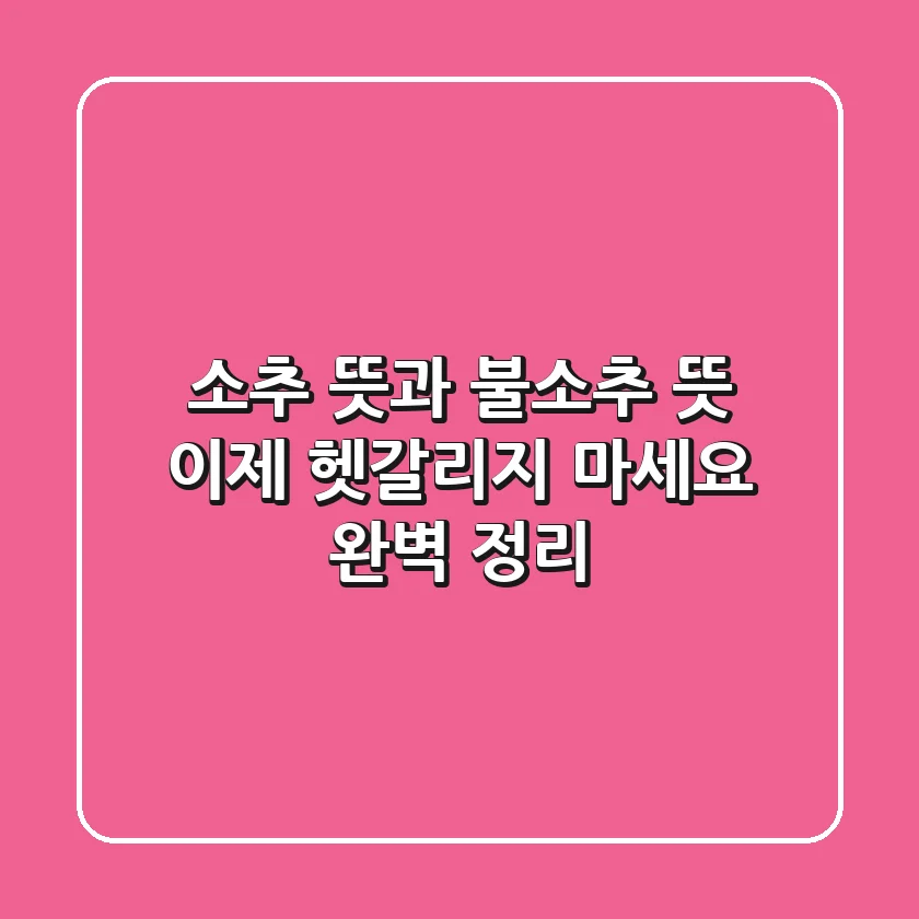 소추 뜻과 불소추 뜻 이제 헷갈리지 마세요 완벽 정리