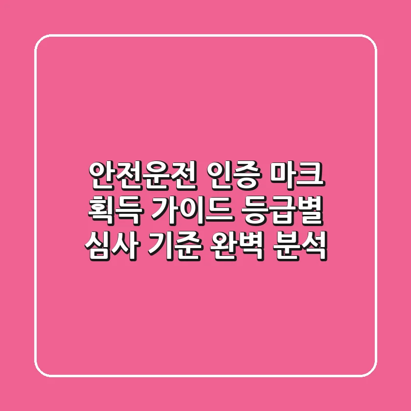 안전운전 인증 마크 획득 가이드: 등급별 심사 기준 완벽 분석