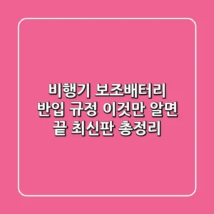비행기 보조배터리 반입 규정, 이것만 알면 끝! (최신판 총정리)