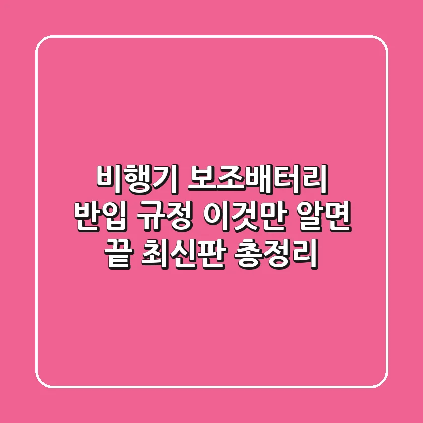 비행기 보조배터리 반입 규정, 이것만 알면 끝! (최신판 총정리)