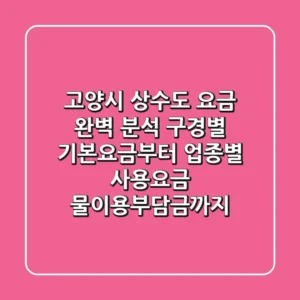 고양시 상수도 요금 완벽 분석: 구경별 기본요금부터 업종별 사용요금, 물이용부담금까지!