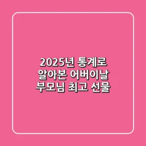 2025년, 통계로 알아본 어버이날 부모님 최고 선물🎁
