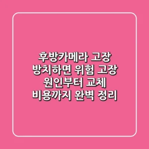후방카메라 고장, 방치하면 위험! 고장 원인부터 교체 비용까지 완벽 정리