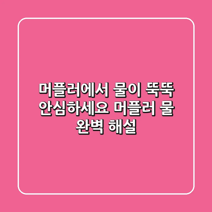 머플러에서 물이 뚝뚝? 안심하세요! 머플러 물, 완벽 해설