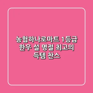 농협하나로마트 1등급 한우, 설 명절 최고의 득템 찬스!🥩