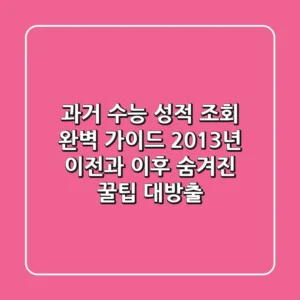 과거 수능 성적 조회 완벽 가이드: 2013년 이전과 이후, 숨겨진 꿀팁 대방출!