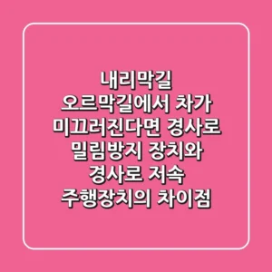 내리막길, 오르막길에서 차가 미끄러진다면? 경사로 밀림방지 장치와 경사로 저속 주행장치의 차이점