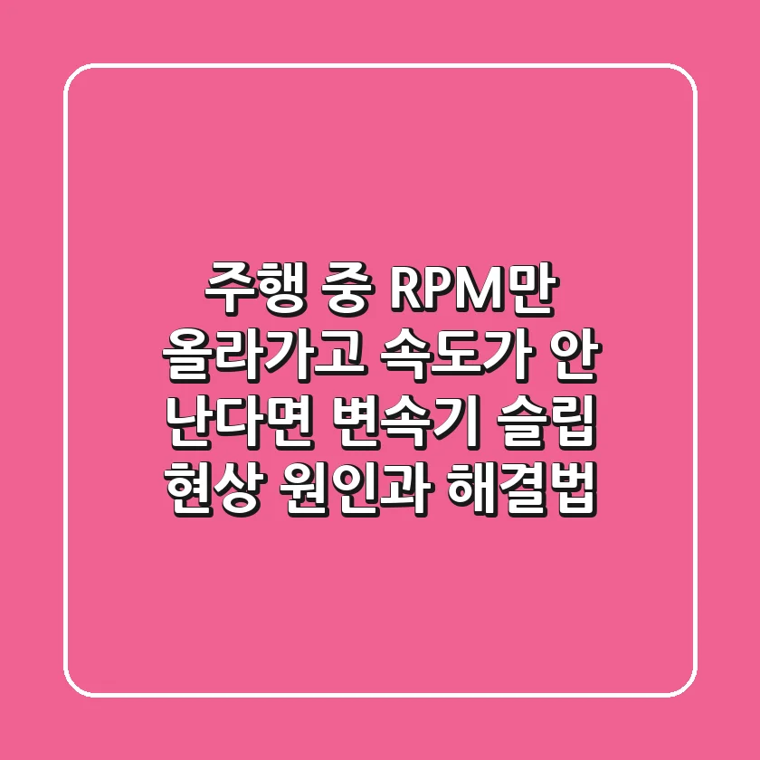 주행 중 RPM만 올라가고 속도가 안 난다면? 변속기 슬립 현상 원인과 해결법!