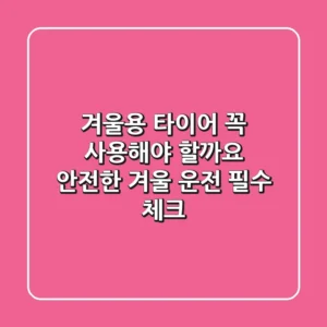 겨울용 타이어, 꼭 사용해야 할까요? 안전한 겨울 운전 필수 체크!