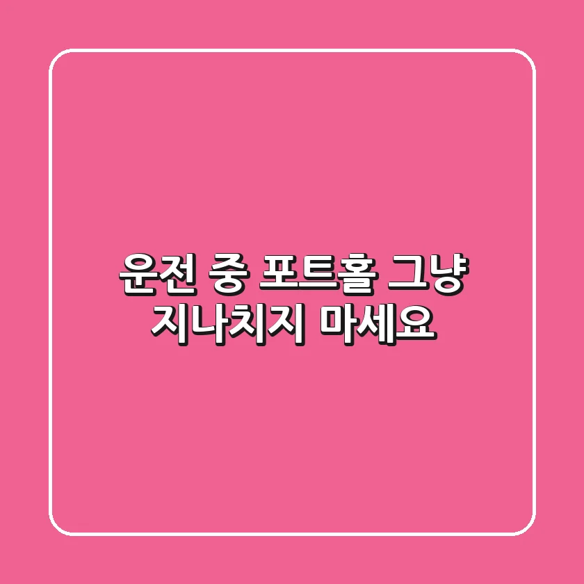 운전 중 포트홀, 그냥 지나치지 마세요!