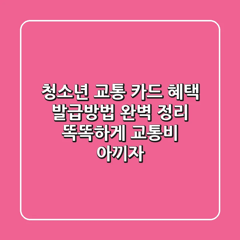 청소년 교통 카드 혜택, 발급방법 완벽 정리! 똑똑하게 교통비 아끼자