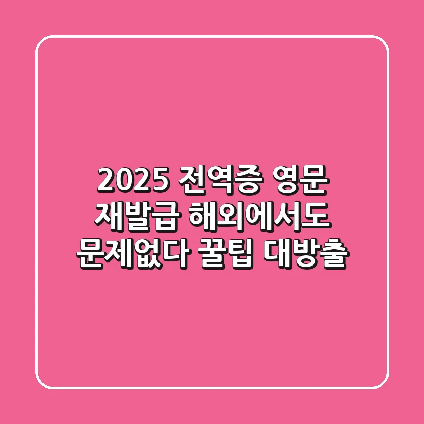 2025 전역증 영문 재발급: 해외에서도 문제없다! 꿀팁 대방출