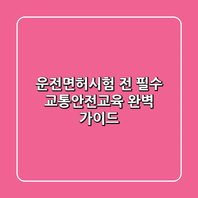 운전면허시험 전 필수! 교통안전교육 완벽 가이드