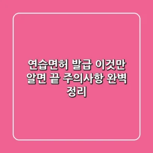 연습면허 발급, 이것만 알면 끝! 주의사항 완벽 정리