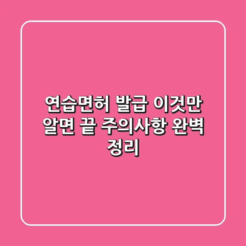 연습면허 발급, 이것만 알면 끝! 주의사항 완벽 정리