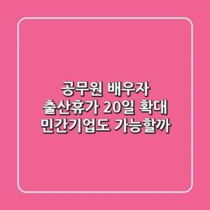 공무원 배우자 출산휴가 20일 확대! 민간기업도 가능할까?