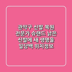 관악구 '신발 복원 전문가' 슈랜드: 낡은 신발에 새 생명을! 일당백 위치정보