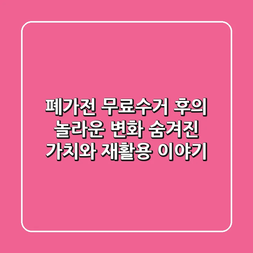 폐가전 무료수거 후의 놀라운 변화: 숨겨진 가치와 재활용 이야기