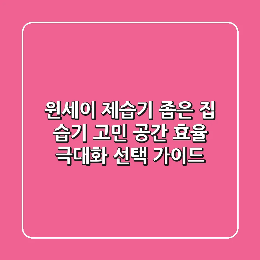 윈세이 제습기, 좁은 집 습기 고민? 공간 효율 극대화 선택 가이드