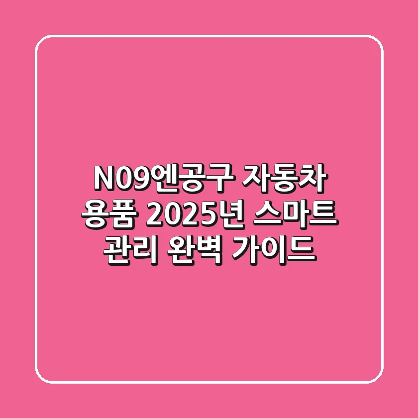 N09(엔공구) 자동차 용품, 2025년 스마트 관리 완벽 가이드