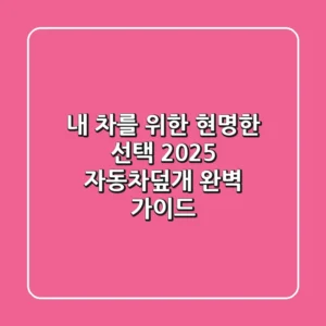 내 차를 위한 현명한 선택! 2025 자동차덮개 완벽 가이드