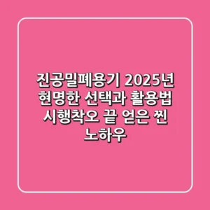 진공밀폐용기, 2025년 현명한 선택과 활용법: 시행착오 끝 얻은 찐 노하우