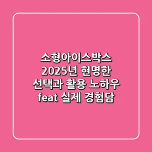 소형아이스박스, 2025년 현명한 선택과 활용 노하우 (feat. 실제 경험담)