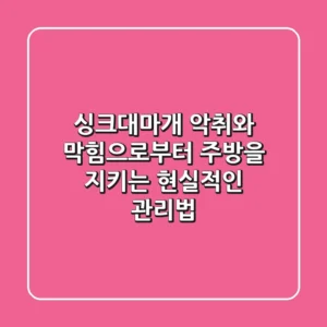 싱크대마개, 악취와 막힘으로부터 주방을 지키는 현실적인 관리법