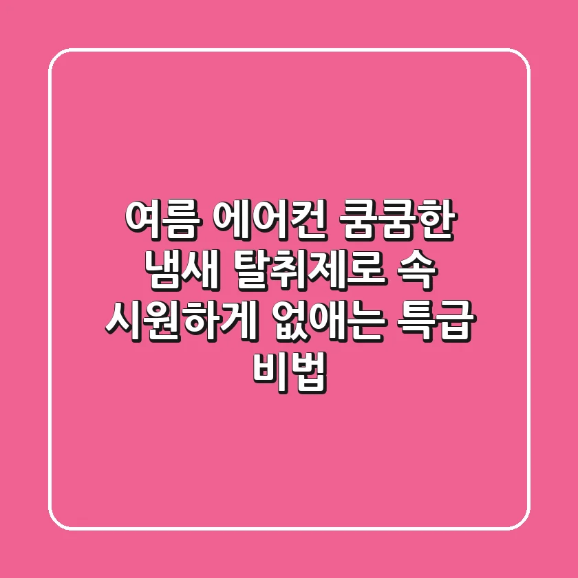 여름 에어컨 쿰쿰한 냄새, 탈취제로 속 시원하게 없애는 특급 비법