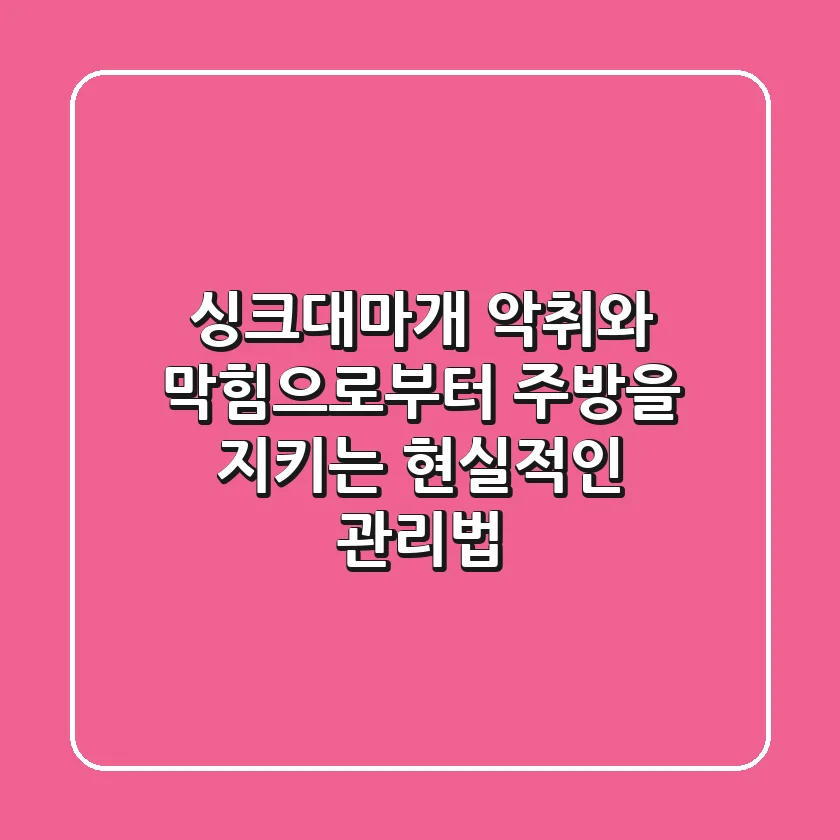 싱크대마개, 악취와 막힘으로부터 주방을 지키는 현실적인 관리법