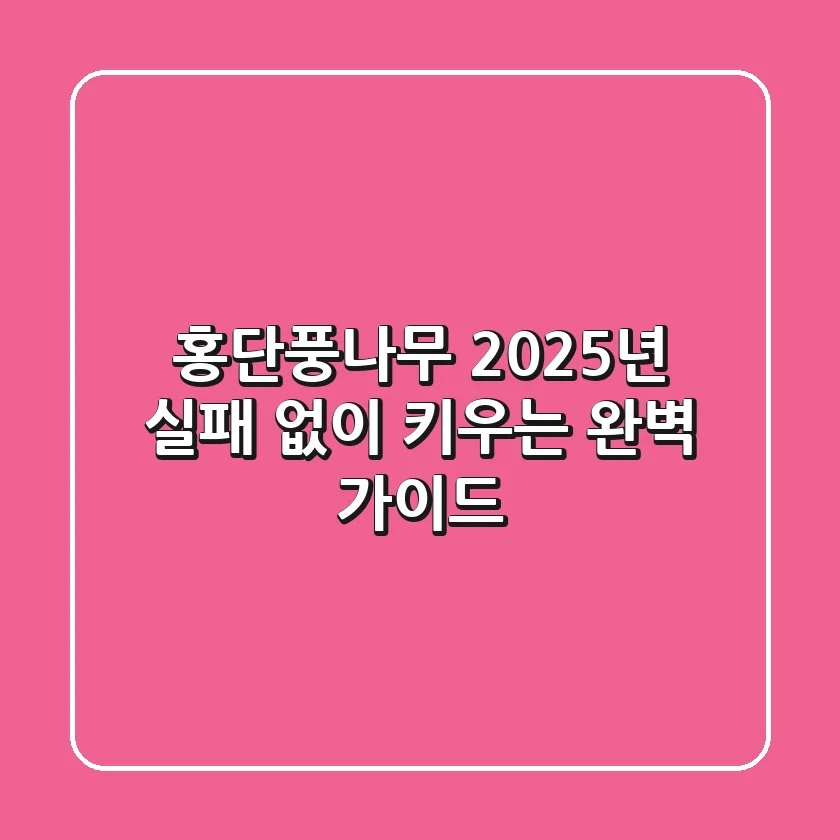 홍단풍나무, 2025년 실패 없이 키우는 완벽 가이드