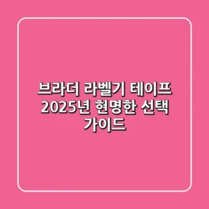 브라더 라벨기 테이프, 2025년 현명한 선택 가이드