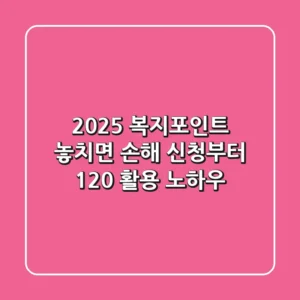 2025 복지포인트, 놓치면 손해! 신청부터 120% 활용 노하우