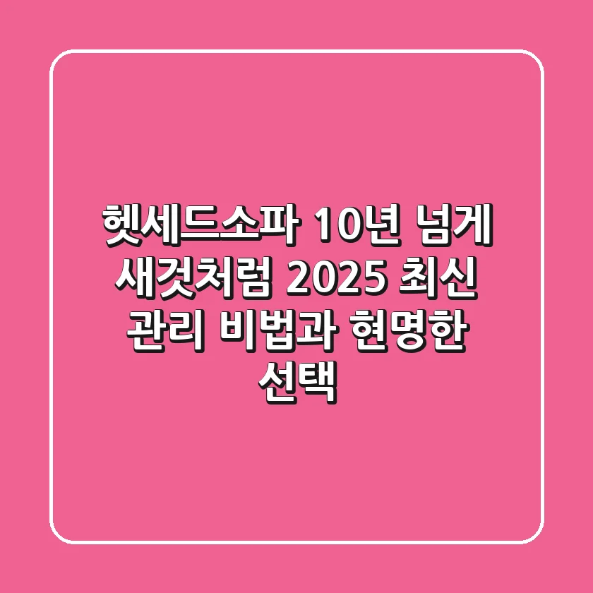 헷세드소파 10년 넘게 새것처럼? 2025 최신 관리 비법과 현명한 선택!