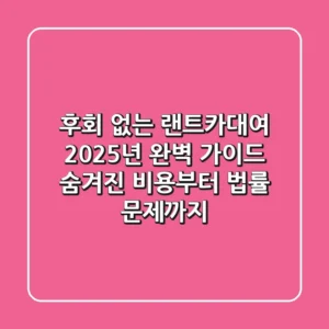 후회 없는 랜트카대여, 2025년 완벽 가이드: 숨겨진 비용부터 법률 문제까지