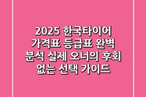 2025 한국타이어 가격표, 등급표 완벽 분석: 실제 오너의 후회 없는 선택 가이드