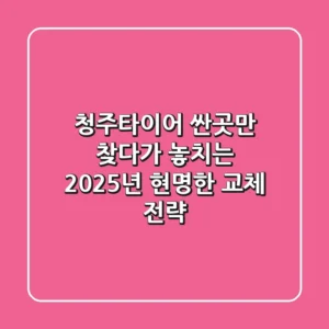 청주타이어, '싼곳'만 찾다가 놓치는 2025년 현명한 교체 전략