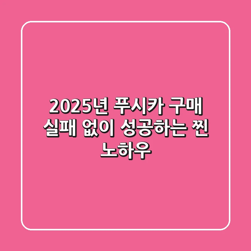 2025년 푸시카 구매, 실패 없이 성공하는 찐 노하우