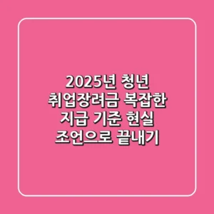 2025년 청년 취업장려금: 복잡한 지급 기준, 현실 조언으로 끝내기