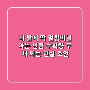 내 밭에 딱! 멀칭비닐, 아는 만큼 수확량 두 배 되는 현실 조언