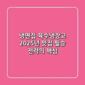 냉면집 육수냉장고, 2025년 맛집 필승 전략의 핵심!
