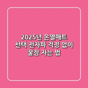 2025년 온열매트 선택: 전자파 걱정 없이 꿀잠 자는 법