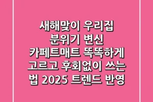 새해맞이 우리집 분위기 변신! 카페트매트 똑똑하게 고르고 후회없이 쓰는 법 (2025 트렌드 반영)