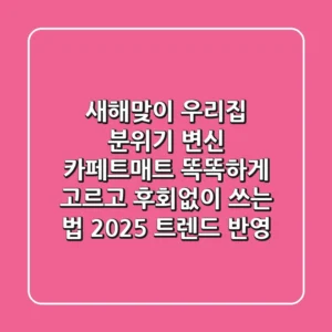 새해맞이 우리집 분위기 변신! 카페트매트 똑똑하게 고르고 후회없이 쓰는 법 (2025 트렌드 반영)