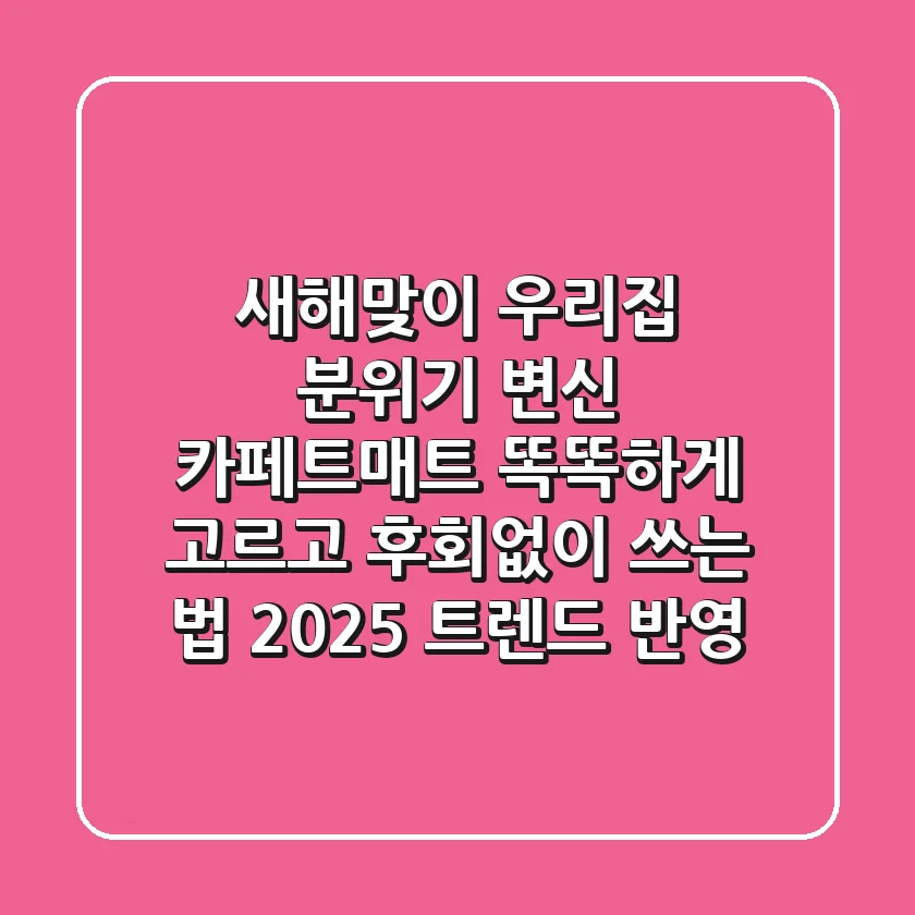 새해맞이 우리집 분위기 변신! 카페트매트 똑똑하게 고르고 후회없이 쓰는 법 (2025 트렌드 반영)